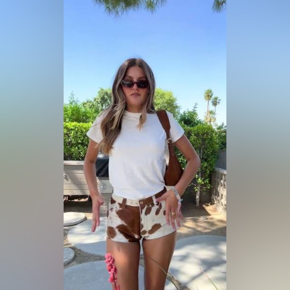Understated Leather Cowhide x Revolve High-Rise shorts - Picture 8 of 10